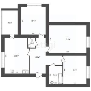 3-к квартира, вторичка, 102м2, 2/5 этаж