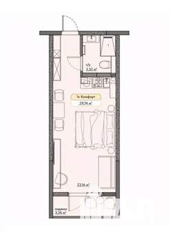 Студия квартира, вторичка, 30м2, 8/9 этаж