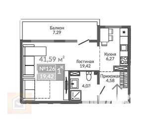 Студия квартира, вторичка, 42м2, 5/9 этаж