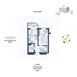 1-к квартира, вторичка, 44м2, 7/12 этаж
