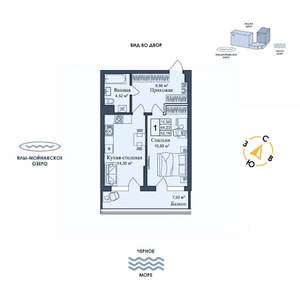 1-к квартира, вторичка, 52м2, 1/12 этаж