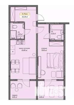 Студия квартира, вторичка, 65м2, 5/9 этаж