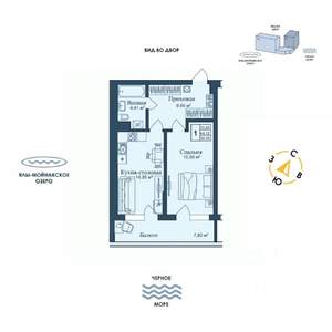 1-к квартира, вторичка, 52м2, 3/12 этаж