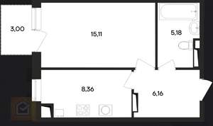 1-к квартира, вторичка, 38м2, 3/4 этаж
