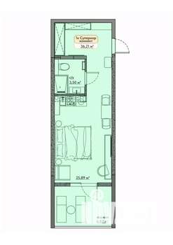 Студия квартира, вторичка, 36м2, 4/9 этаж