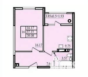 1-к квартира, вторичка, 39м2, 5/8 этаж
