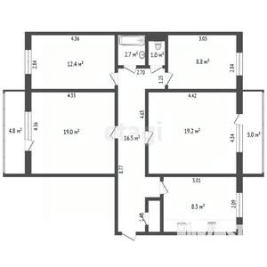 4-к квартира, вторичка, 89м2, 1/5 этаж