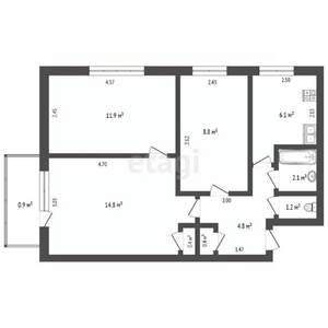 3-к квартира, вторичка, 51м2, 2/5 этаж