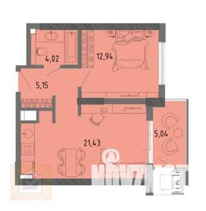 1-к квартира, вторичка, 44м2, 11/16 этаж