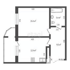 1-к квартира, вторичка, 42м2, 6/9 этаж