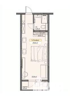 Студия квартира, вторичка, 30м2, 6/9 этаж