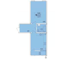 1-к квартира, вторичка, 42м2, 7/8 этаж