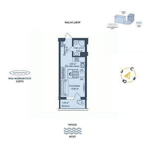 Студия квартира, вторичка, 31м2, 1/12 этаж