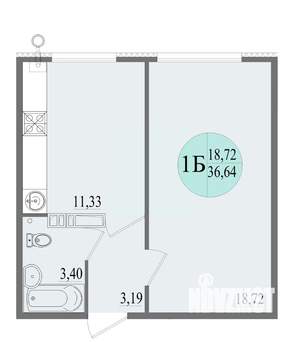 1-к квартира, вторичка, 37м2, 2/8 этаж