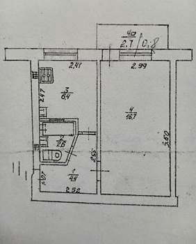 1-к квартира, вторичка, 30м2, 3/5 этаж