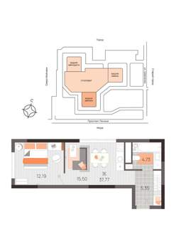 1-к квартира, вторичка, 38м2, 5/21 этаж