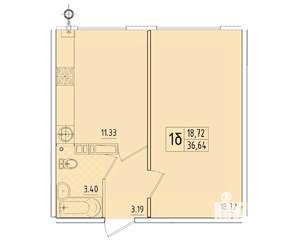 1-к квартира, вторичка, 37м2, 1/8 этаж