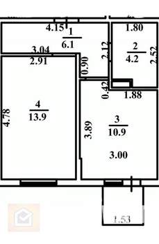 1-к квартира, вторичка, 35м2, 4/5 этаж