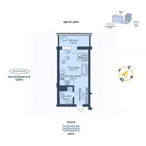 Студия квартира, вторичка, 31м2, 4/12 этаж