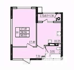 1-к квартира, вторичка, 40м2, 1/8 этаж