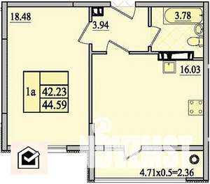 6-к квартира, сданный дом, 45м2, 4/9 этаж