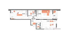 2-к квартира, вторичка, 63м2, 13/13 этаж