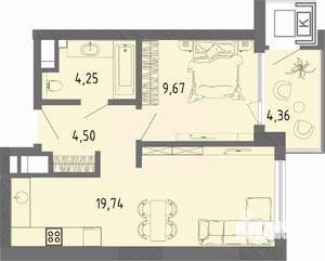 1-к квартира, вторичка, 39м2, 4/16 этаж