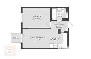 1-к квартира, вторичка, 37м2, 5/6 этаж