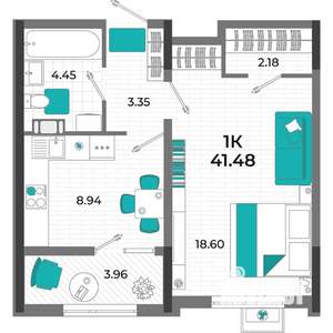 1-к квартира, вторичка, 47м2, 9/13 этаж