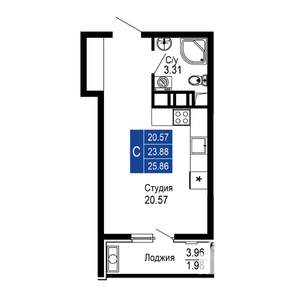 Студия квартира, вторичка, 26м2, 3/14 этаж
