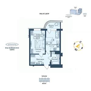 1-к квартира, вторичка, 44м2, 4/12 этаж