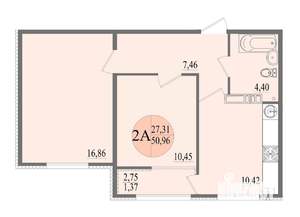 2-к квартира, вторичка, 51м2, 8/8 этаж