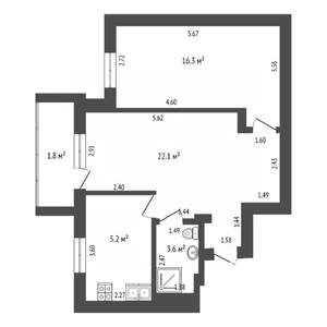 2-к квартира, вторичка, 65м2, 3/9 этаж