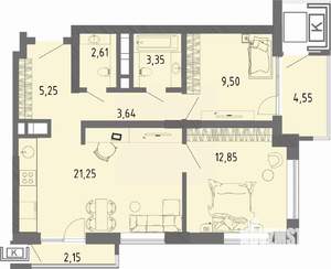 2-к квартира, вторичка, 60м2, 4/16 этаж