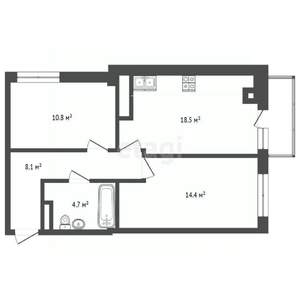 2-к квартира, вторичка, 57м2, 8/9 этаж