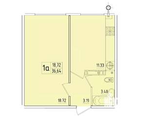 1-к квартира, вторичка, 37м2, 1/8 этаж