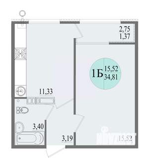 1-к квартира, вторичка, 35м2, 8/8 этаж