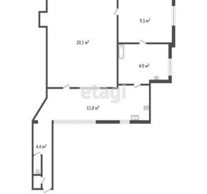 2-к квартира, вторичка, 54м2, 2/2 этаж