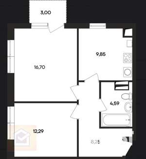 2-к квартира, вторичка, 55м2, 3/4 этаж