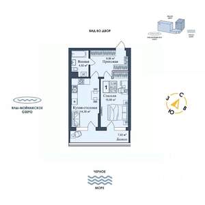 1-к квартира, вторичка, 52м2, 1/12 этаж