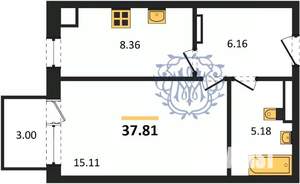 1-к квартира, вторичка, 38м2, 3/4 этаж