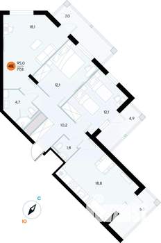 3-к квартира, вторичка, 94м2, 6/7 этаж