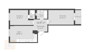 2-к квартира, вторичка, 59м2, 4/6 этаж