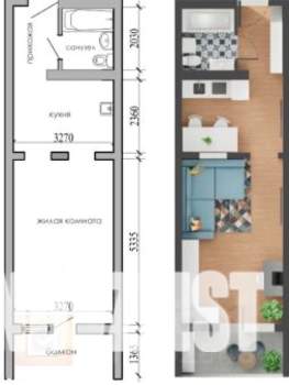 Студия квартира, вторичка, 34м2, 7/12 этаж