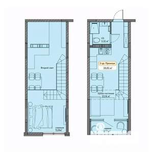 Студия квартира, вторичка, 39м2, 9/9 этаж