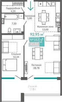 2-к квартира, строящийся дом, 93м2, 3/10 этаж