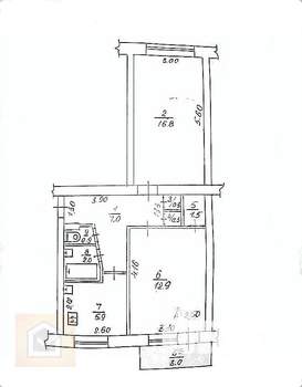 2-к квартира, вторичка, 48м2, 5/5 этаж