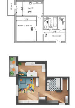 1-к квартира, вторичка, 49м2, 7/12 этаж