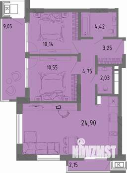2-к квартира, вторичка, 63м2, 4/16 этаж