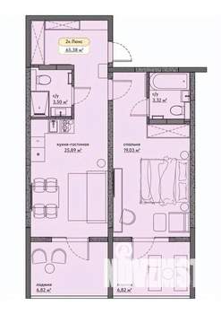 Студия квартира, вторичка, 65м2, 4/9 этаж